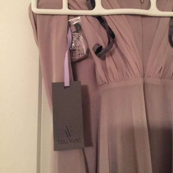 Vera Wang Long Chiffon Mauve Bridesmaid Dress - Picture 3 of 5
